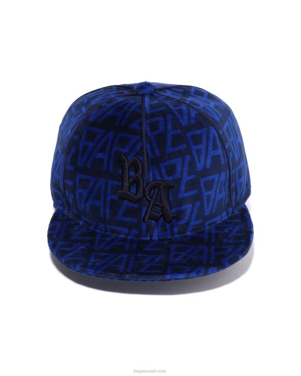 כחול מלכותי A Bathing Ape 644LV420 גברים כובע קטיפה מונוגרמה לוגו