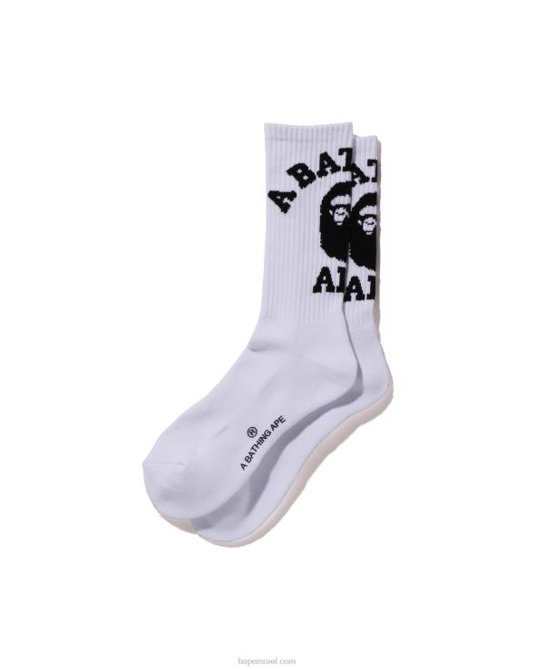 לבן A Bathing Ape 644LV428 גברים גרבי קולג'