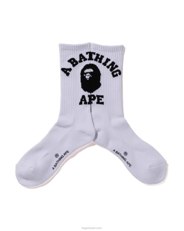 לבן A Bathing Ape 644LV428 גברים גרבי קולג'