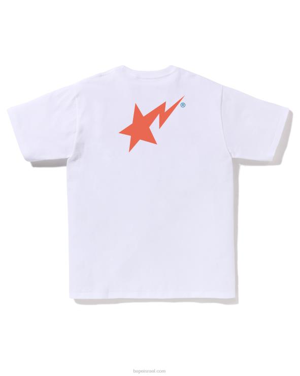לבן A Bathing Ape 644LV43 גברים חולצת לוגו בצבעים