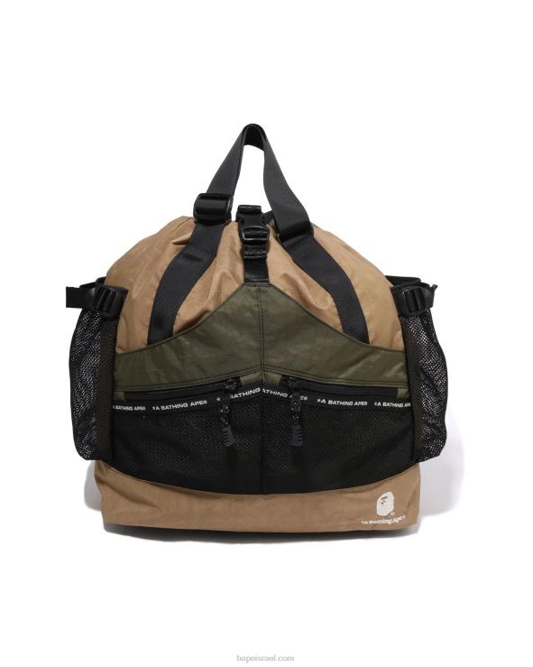 בז' A Bathing Ape 644LV457 גברים תיק רב חוסם צבע