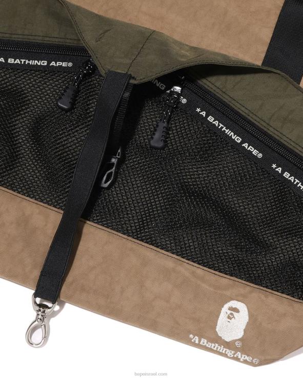 בז' A Bathing Ape 644LV457 גברים תיק רב חוסם צבע