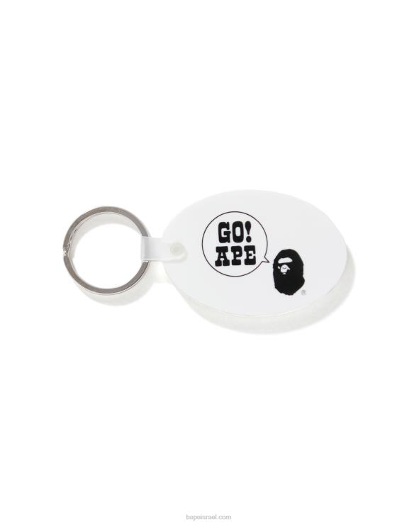 לבן A Bathing Ape 644LV479 גברים מחזיק מפתחות מגומי