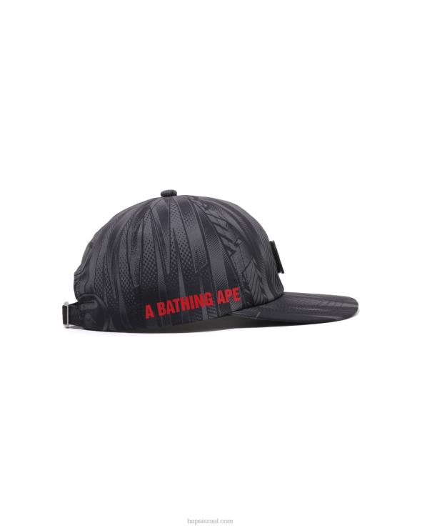 שָׁחוֹר A Bathing Ape 644LV494 גברים כובע פאנל speed racer