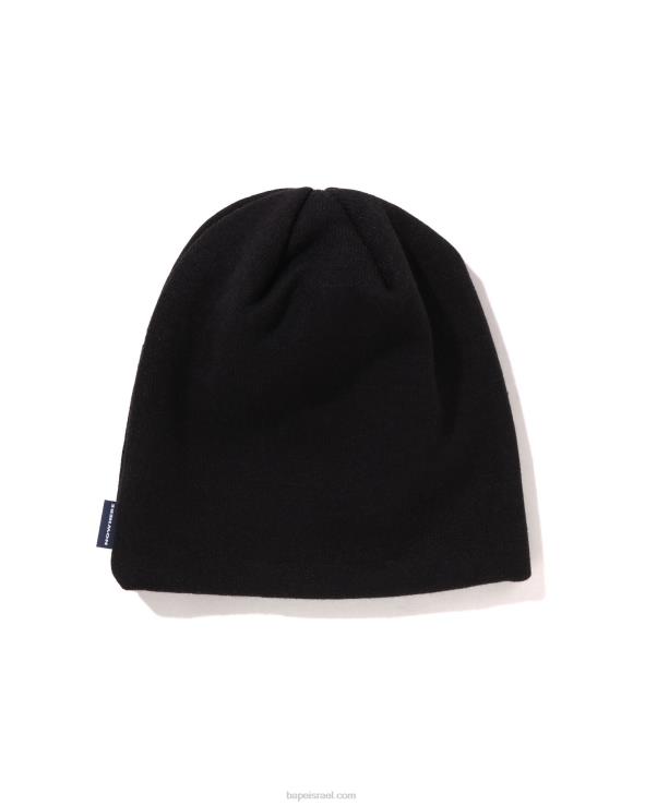 שָׁחוֹר A Bathing Ape 644LV496 גברים כובע סרוג לפנים