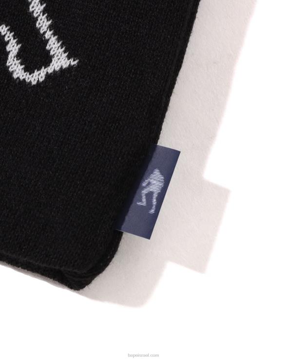 שָׁחוֹר A Bathing Ape 644LV496 גברים כובע סרוג לפנים