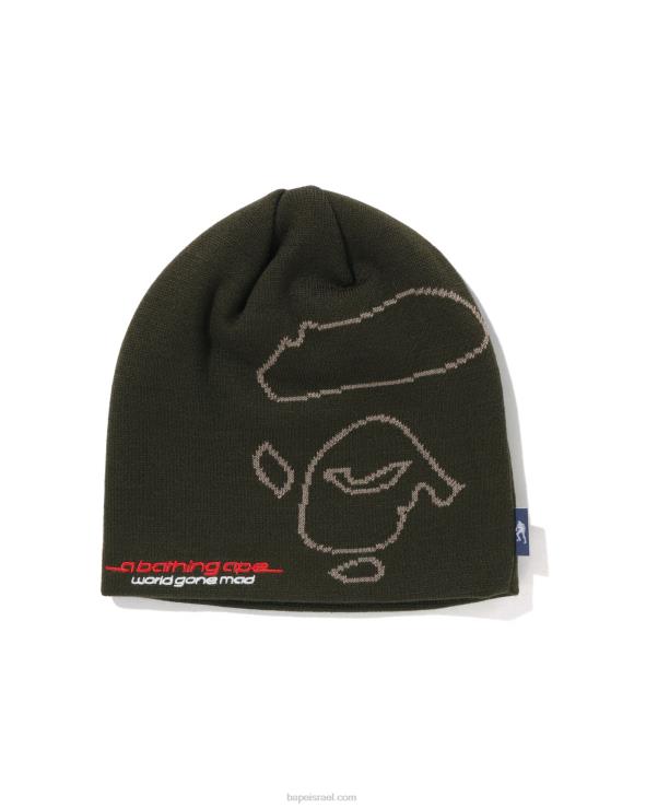 צבא ירוק A Bathing Ape 644LV497 גברים כובע סרוג לפנים