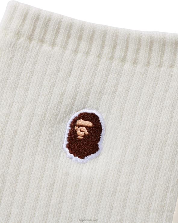 לבן A Bathing Ape 644LV504 גברים ראש גרבי נקודה אחת