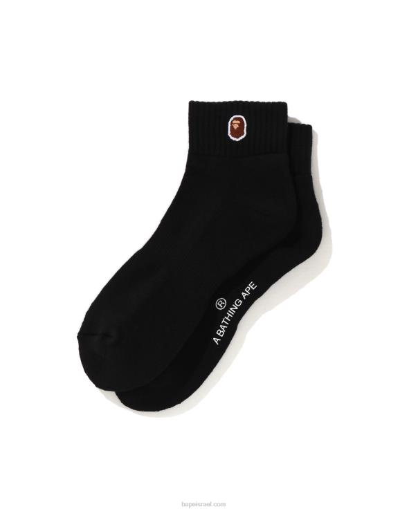 שָׁחוֹר A Bathing Ape 644LV511 גברים ראש גרבי קרסול נקודה אחת