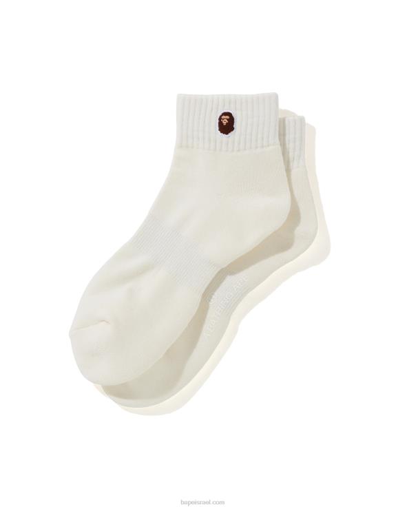 לבן A Bathing Ape 644LV513 גברים ראש גרבי קרסול נקודה אחת