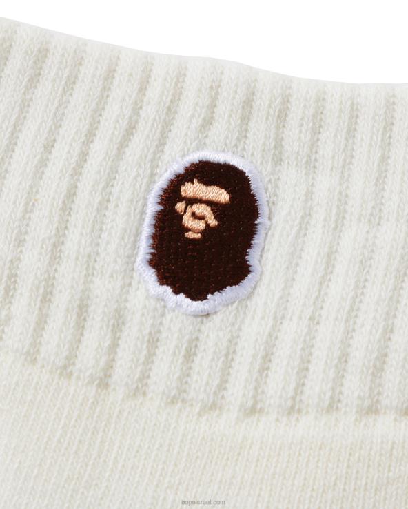 לבן A Bathing Ape 644LV513 גברים ראש גרבי קרסול נקודה אחת