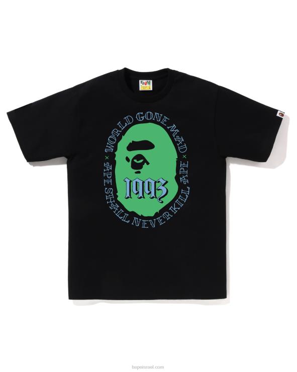 שָׁחוֹר A Bathing Ape 644LV51 גברים ראש טי 1993