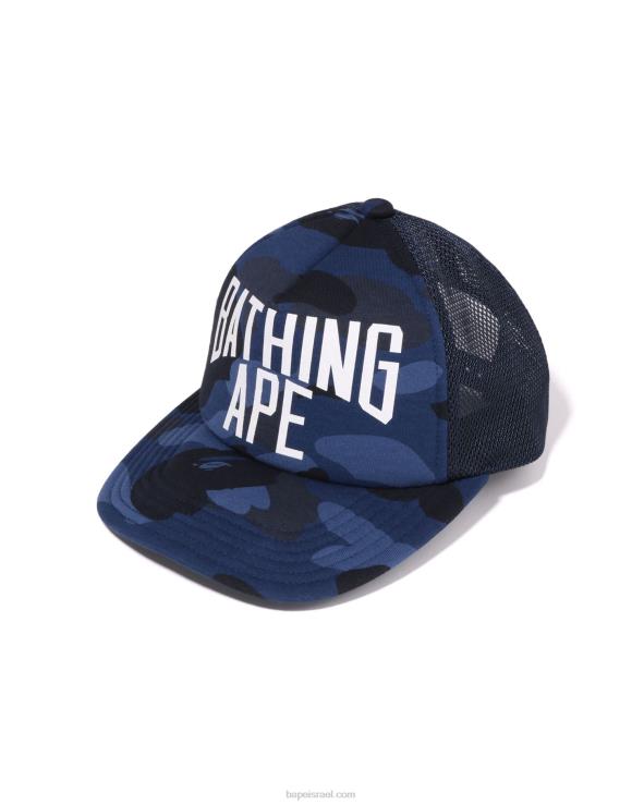 כחול כהה A Bathing Ape 644LV534 גברים כובע רשת לוגו camo nyc צבעוני
