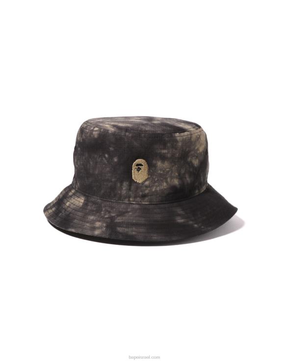 שָׁחוֹר A Bathing Ape 644LV569 גברים tie dye כובע דלי נקודה אחת