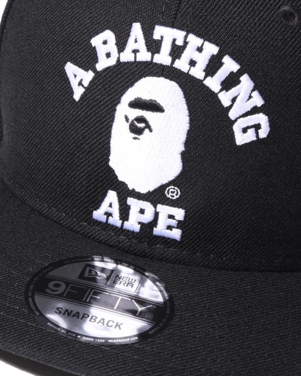 שָׁחוֹר A Bathing Ape 644LV575 גברים כובע הצמד לאחור של הקולג' העידן החדש