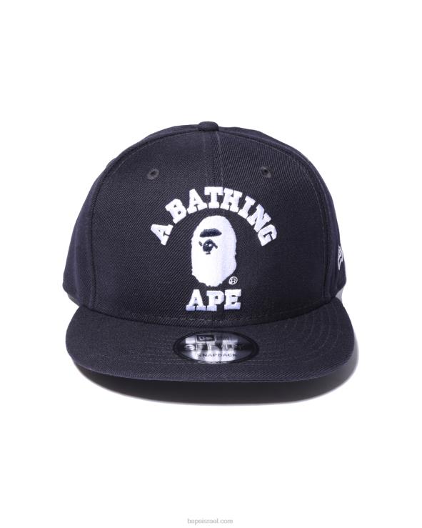 כחול כהה A Bathing Ape 644LV576 גברים כובע הצמד לאחור של הקולג' העידן החדש