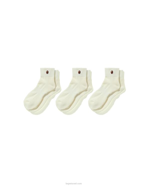 לבן A Bathing Ape 644LV579 גברים ראש גרבי קרסול נקודה אחת
