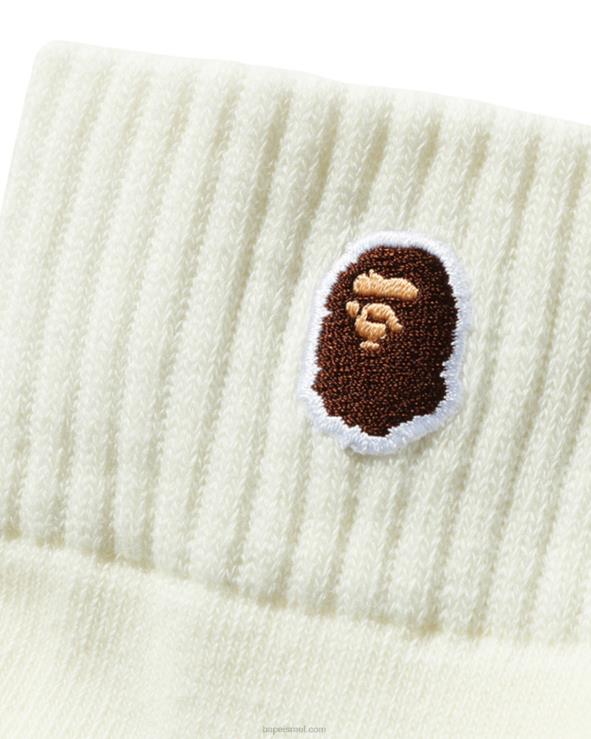 לבן A Bathing Ape 644LV579 גברים ראש גרבי קרסול נקודה אחת