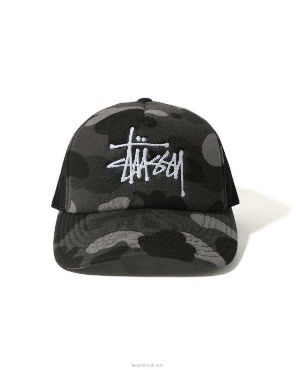 שָׁחוֹר A Bathing Ape 644LV582 גברים x כובע משאית סטססי