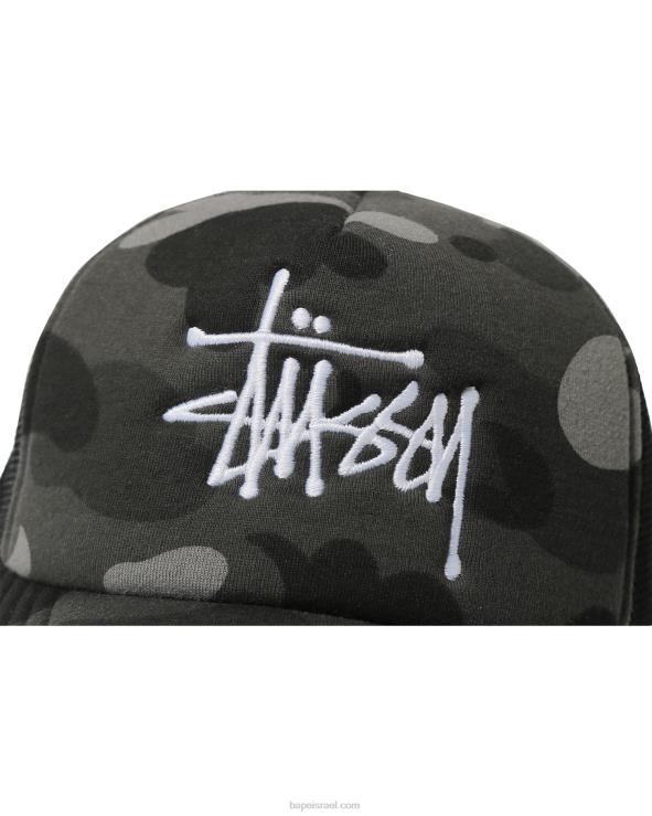 שָׁחוֹר A Bathing Ape 644LV582 גברים x כובע משאית סטססי
