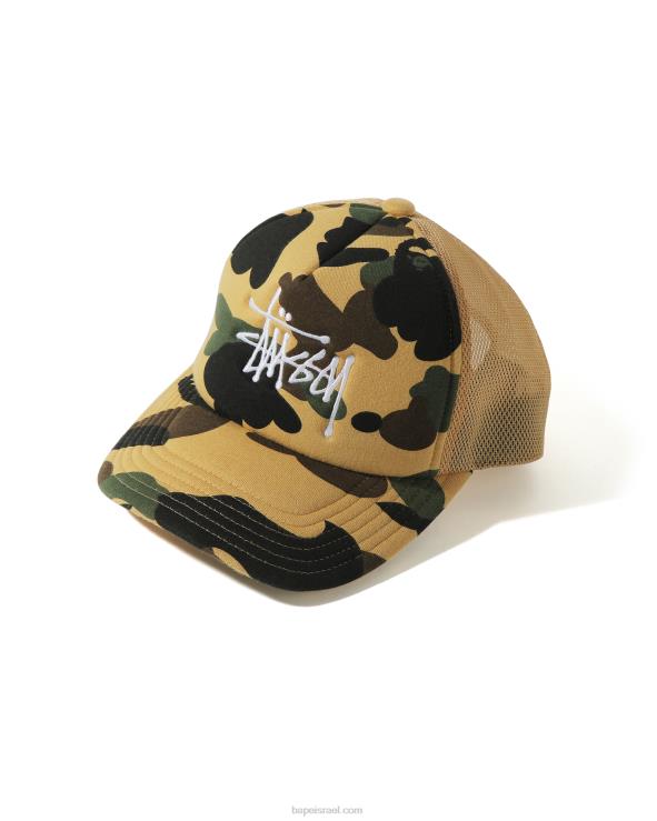 צהוב A Bathing Ape 644LV585 גברים x כובע משאית סטססי