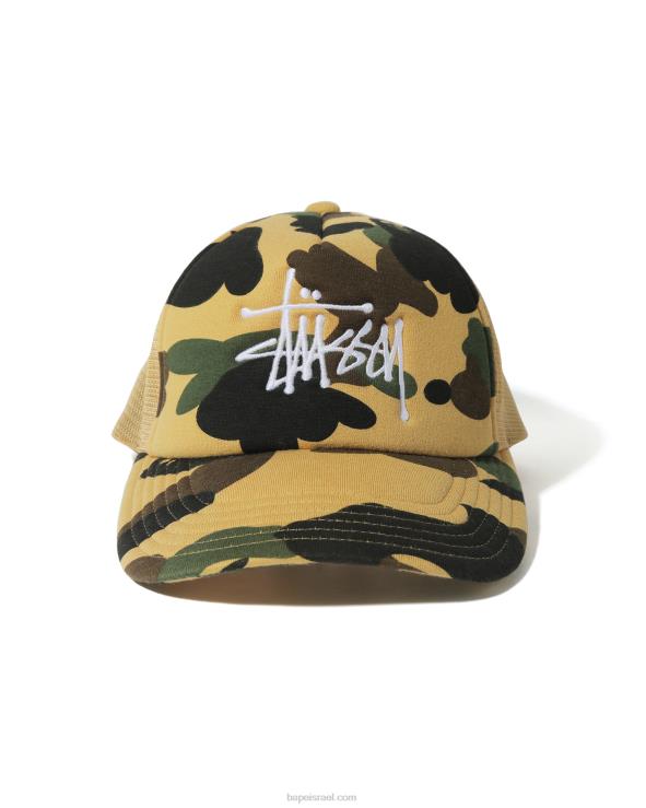צהוב A Bathing Ape 644LV585 גברים x כובע משאית סטססי