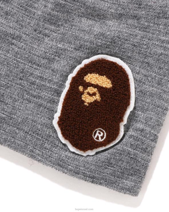 אפור A Bathing Ape 644LV590 גברים כובע סרוג ראש גדול