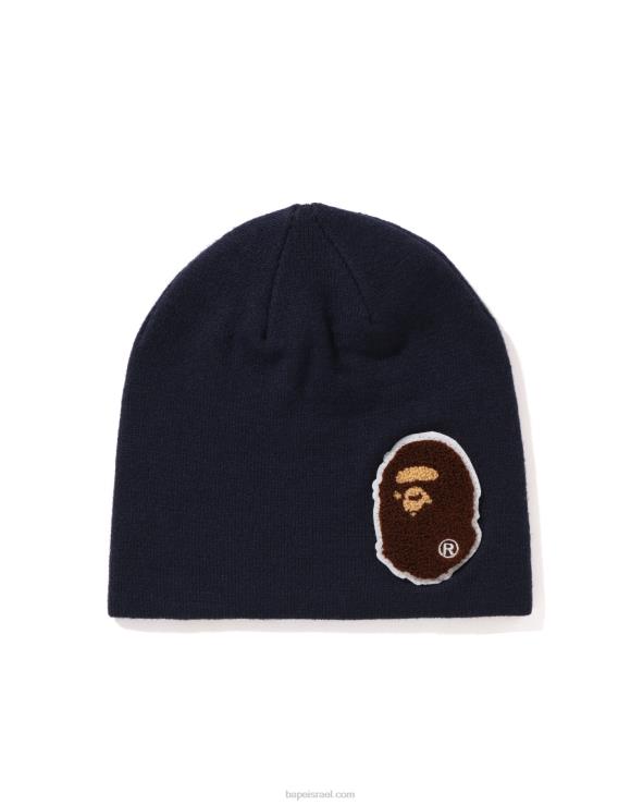 כְּחוֹל A Bathing Ape 644LV591 גברים כובע סרוג ראש גדול