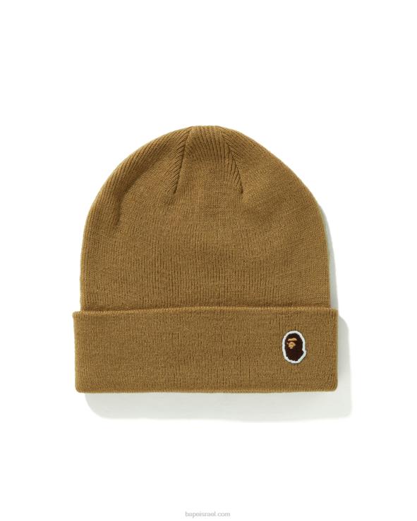 בז' A Bathing Ape 644LV592 גברים ראש כובע סרוג נקודה אחת