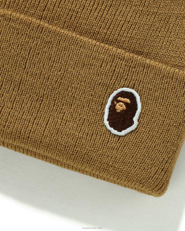 בז' A Bathing Ape 644LV592 גברים ראש כובע סרוג נקודה אחת