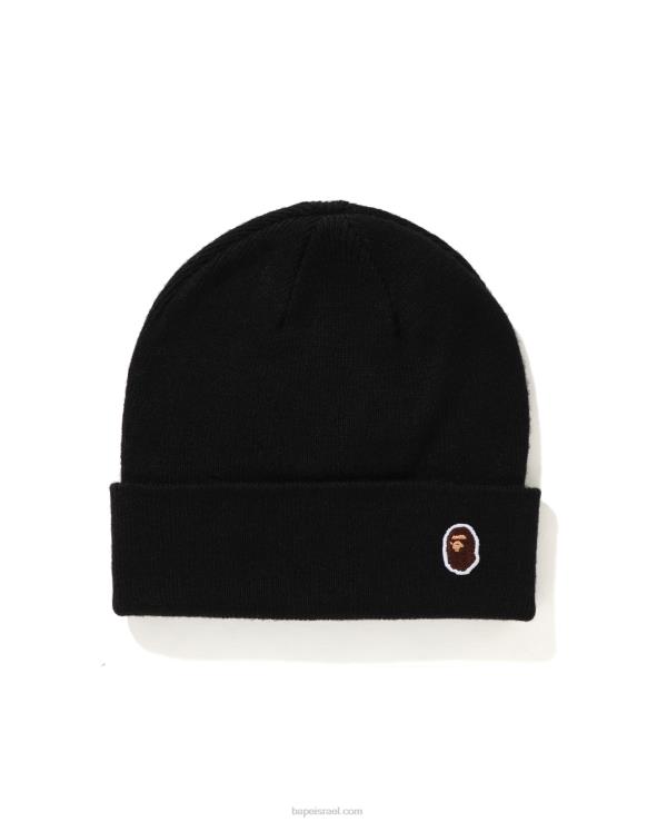 שָׁחוֹר A Bathing Ape 644LV593 גברים ראש כובע סרוג נקודה אחת