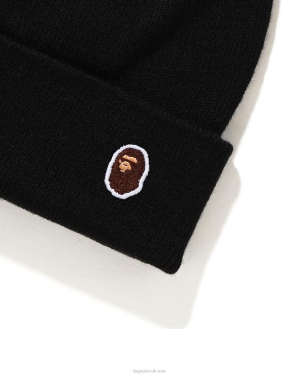 שָׁחוֹר A Bathing Ape 644LV593 גברים ראש כובע סרוג נקודה אחת