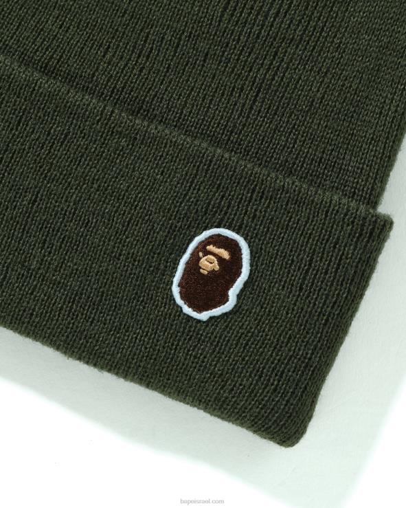 צבא ירוק A Bathing Ape 644LV594 גברים ראש כובע סרוג נקודה אחת