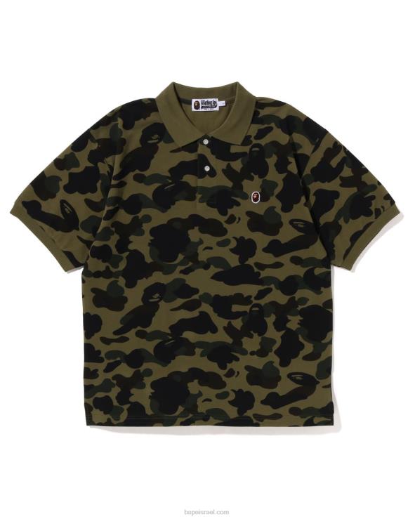 צבא ירוק A Bathing Ape 644LV5 גברים 1st camo one point polo relaxed fit