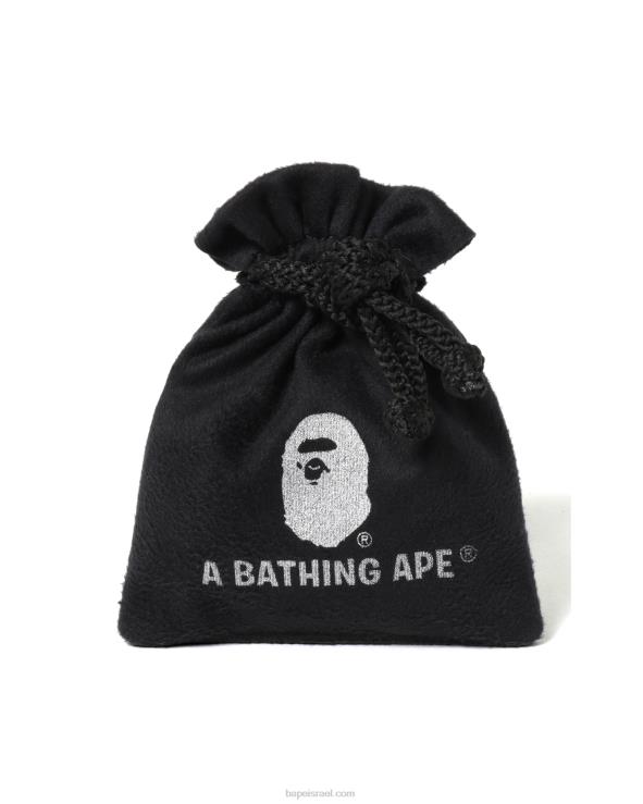 שָׁחוֹר A Bathing Ape 644LV605 גברים טבעת ראש ריינסטון