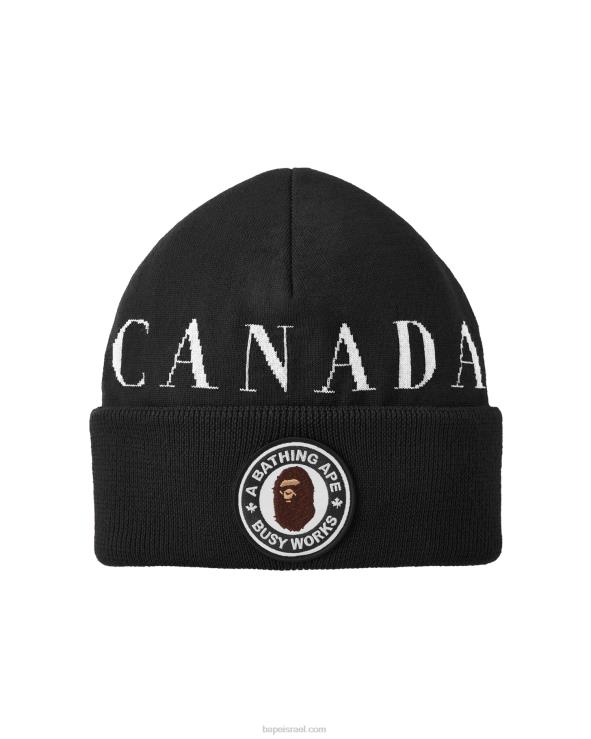 שָׁחוֹר A Bathing Ape 644LV617 גברים x canada goose x concepts knit cap