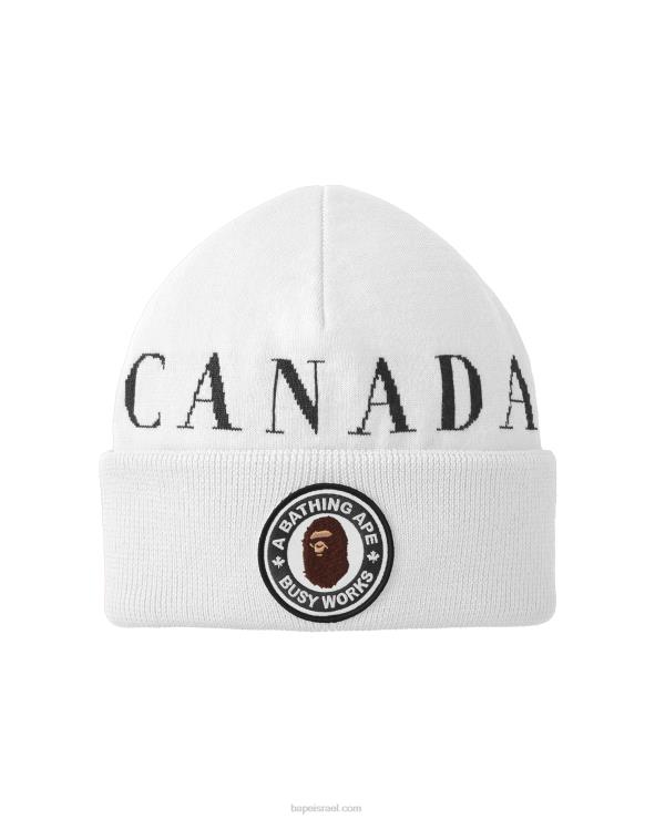 לבן A Bathing Ape 644LV620 גברים x canada goose x concepts knit cap
