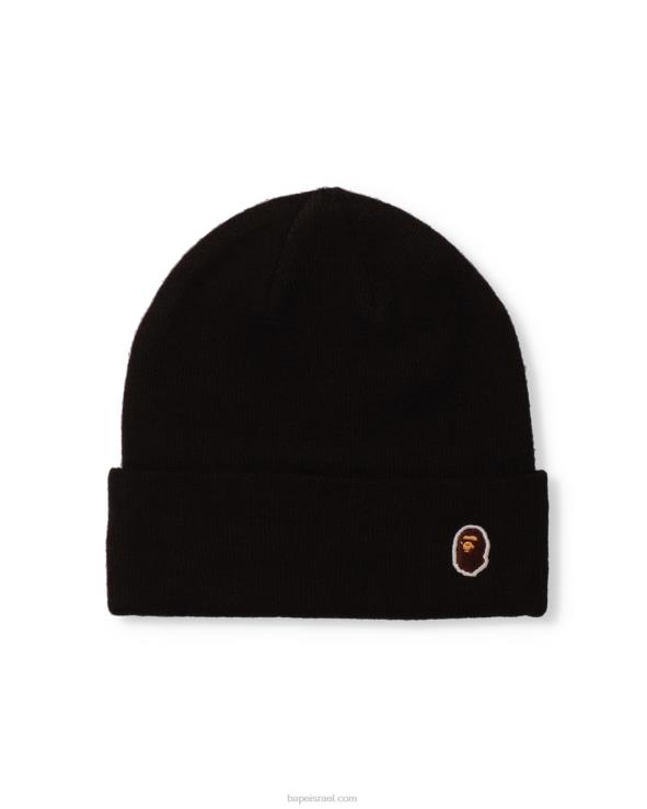 שָׁחוֹר A Bathing Ape 644LV625 גברים ראש כובע סרוג נקודה אחת