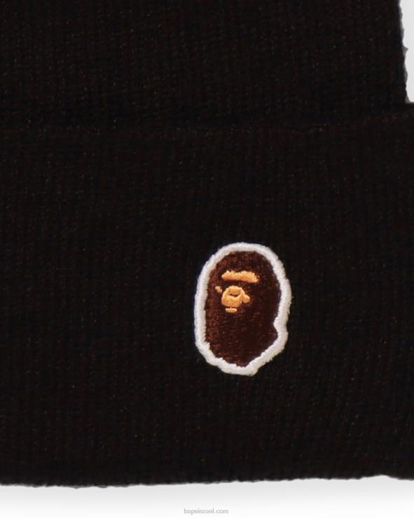 שָׁחוֹר A Bathing Ape 644LV625 גברים ראש כובע סרוג נקודה אחת