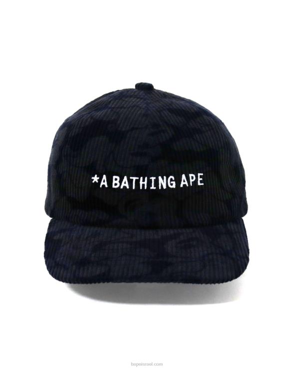 כחול כהה A Bathing Ape 644LV643 גברים כובע פאנל קמו קורדרוי מוצק
