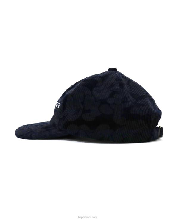 כחול כהה A Bathing Ape 644LV643 גברים כובע פאנל קמו קורדרוי מוצק