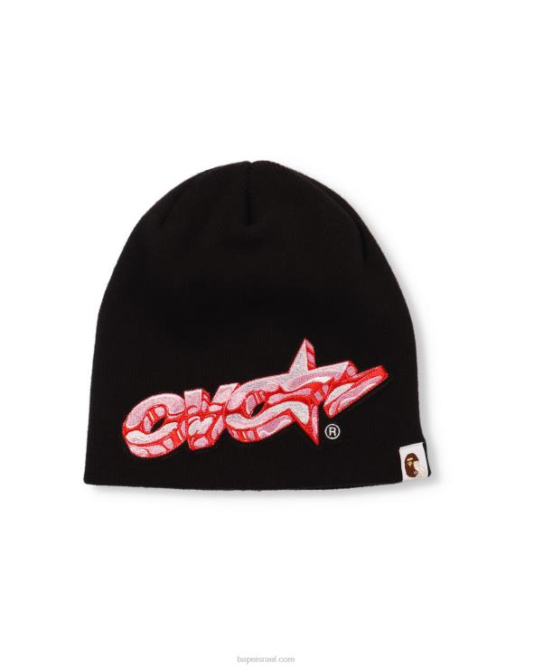 שָׁחוֹר A Bathing Ape 644LV652 גברים כובע סרוג x ovo