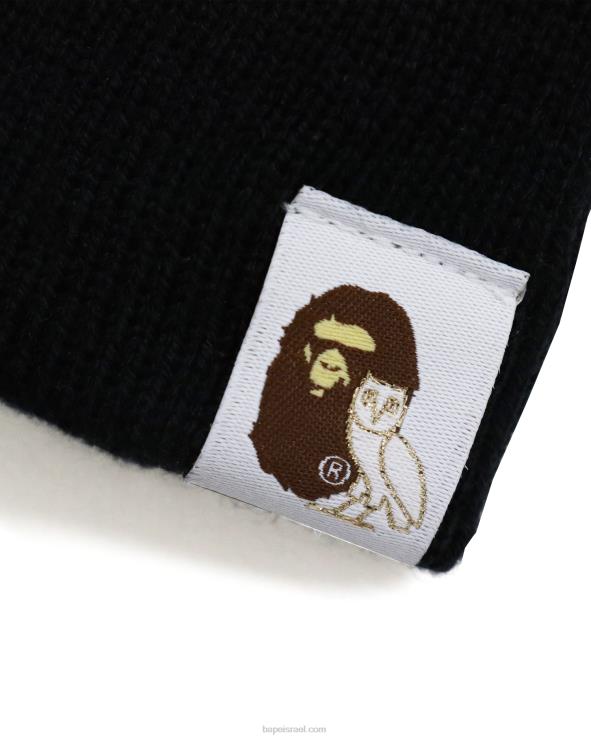 שָׁחוֹר A Bathing Ape 644LV652 גברים כובע סרוג x ovo