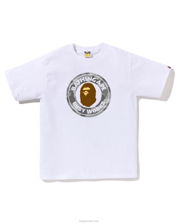 לבן A Bathing Ape 644LV67 גברים חלת דבש camo busy works טי
