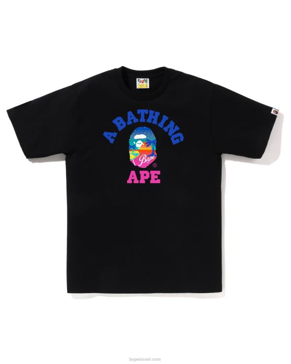 שָׁחוֹר A Bathing Ape 644LV69 גברים טי חוף שקיעה