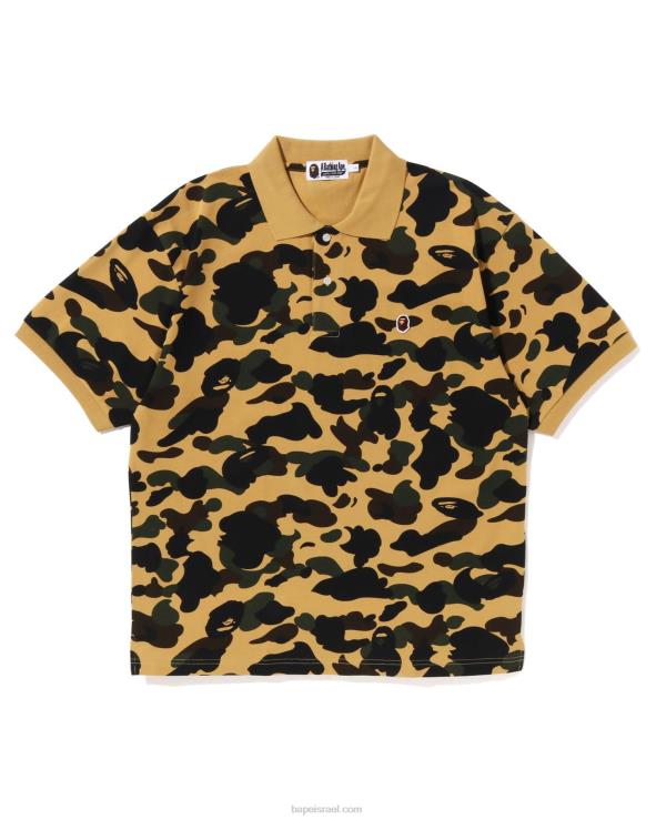 צהוב עדין A Bathing Ape 644LV6 גברים 1st camo one point polo relaxed fit