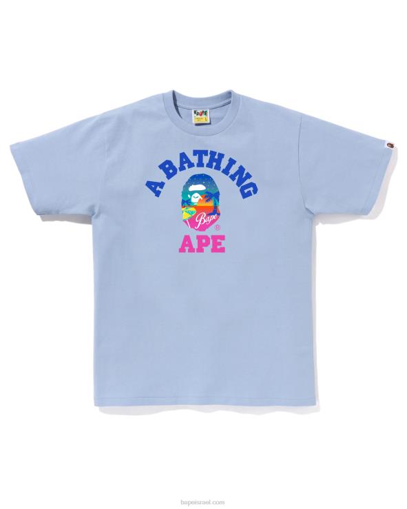 כחול בהיר A Bathing Ape 644LV70 גברים טי חוף שקיעה