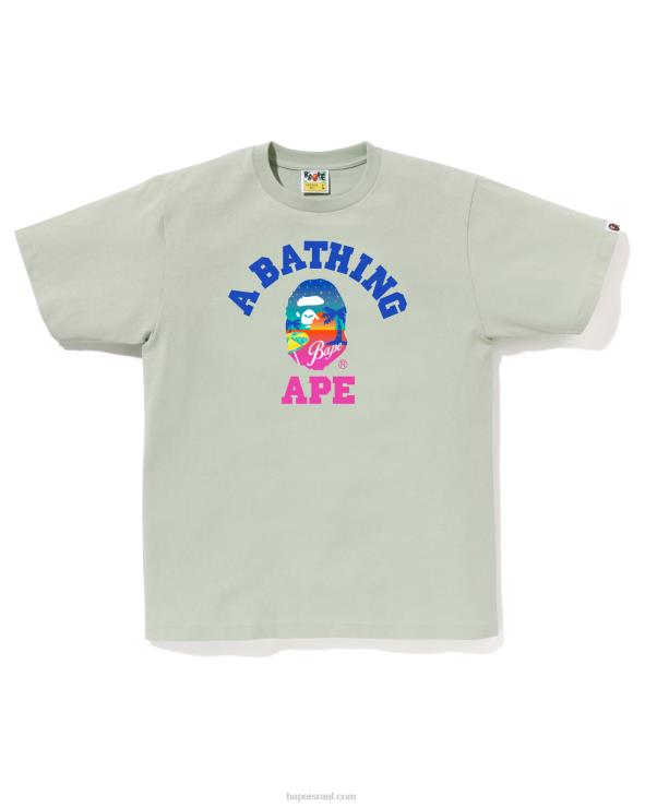 ירוק בהיר A Bathing Ape 644LV71 גברים טי חוף שקיעה