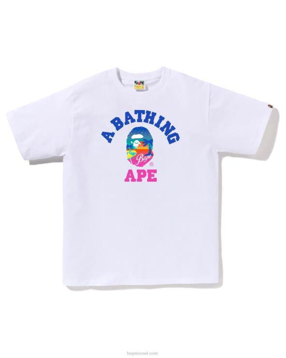לבן A Bathing Ape 644LV73 גברים טי חוף שקיעה