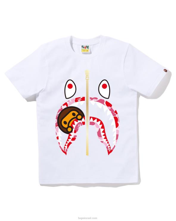 לבן A Bathing Ape 644LV779 נשים חולצת כריש abc camo milo